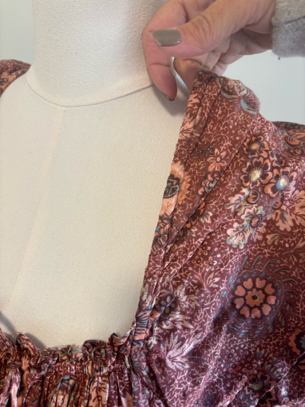 Ulla Johnson Rust & Cream Printed Smocked Waist Mini Dress Size Not Tagged RTR - Picture 6 of 8